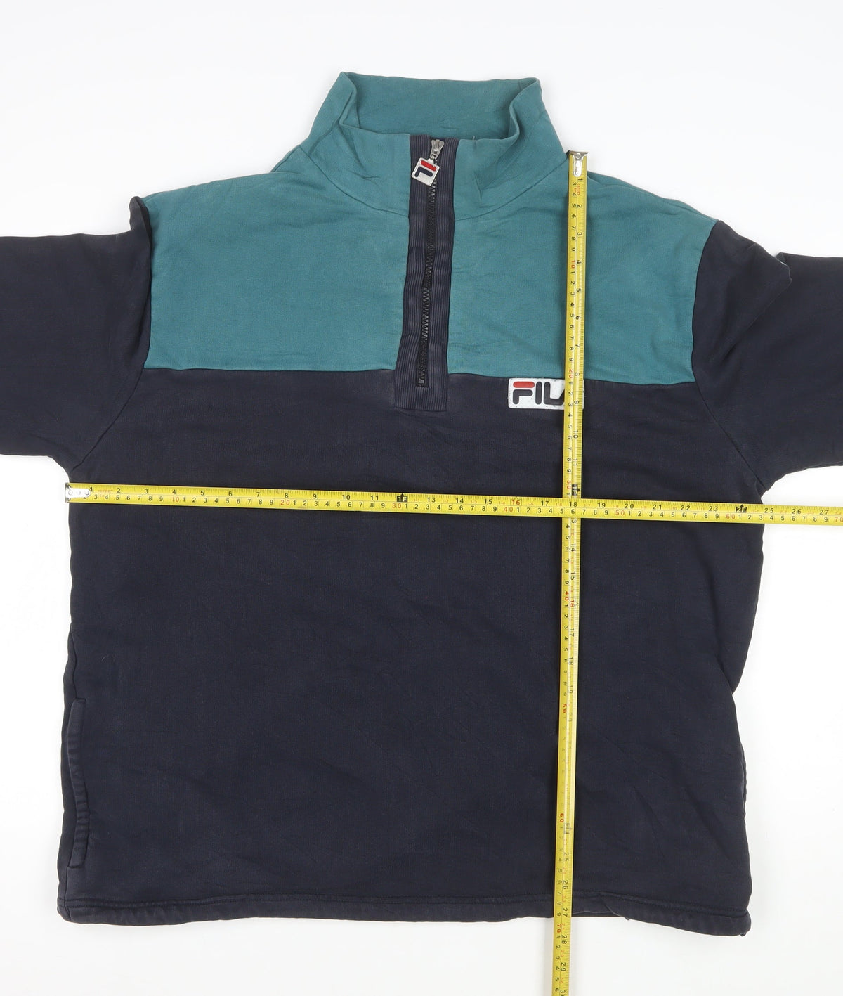 FILA Men’s Multicoloured XL 1/4 Zip High Neck Pullover Sweatshirt Vintage