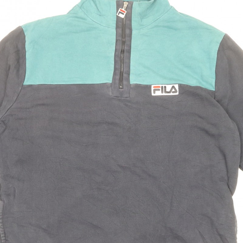FILA Men’s Multicoloured XL 1/4 Zip High Neck Pullover Sweatshirt Vintage