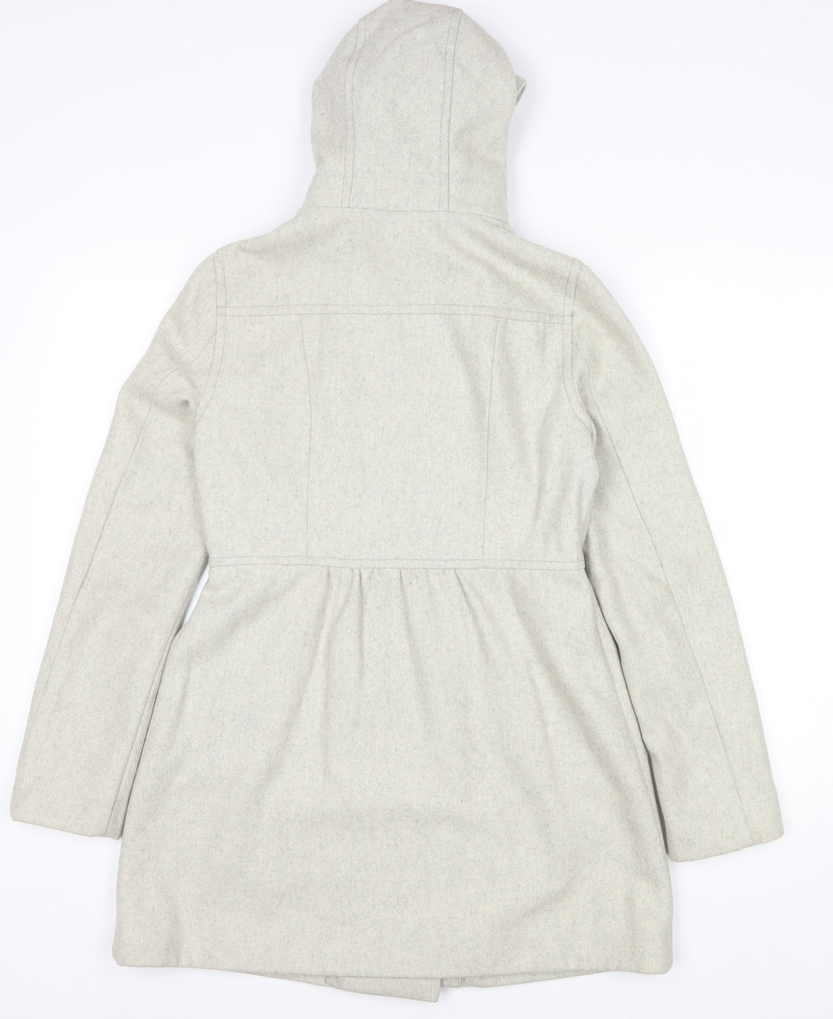 H&M Divided Women's Grey UK 8 Hooded Wool Blend Pea Coat