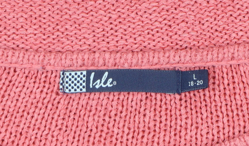 Kale Women's Pink Size 18 Cable-Knit Round Neck Long Sleeve Pullover