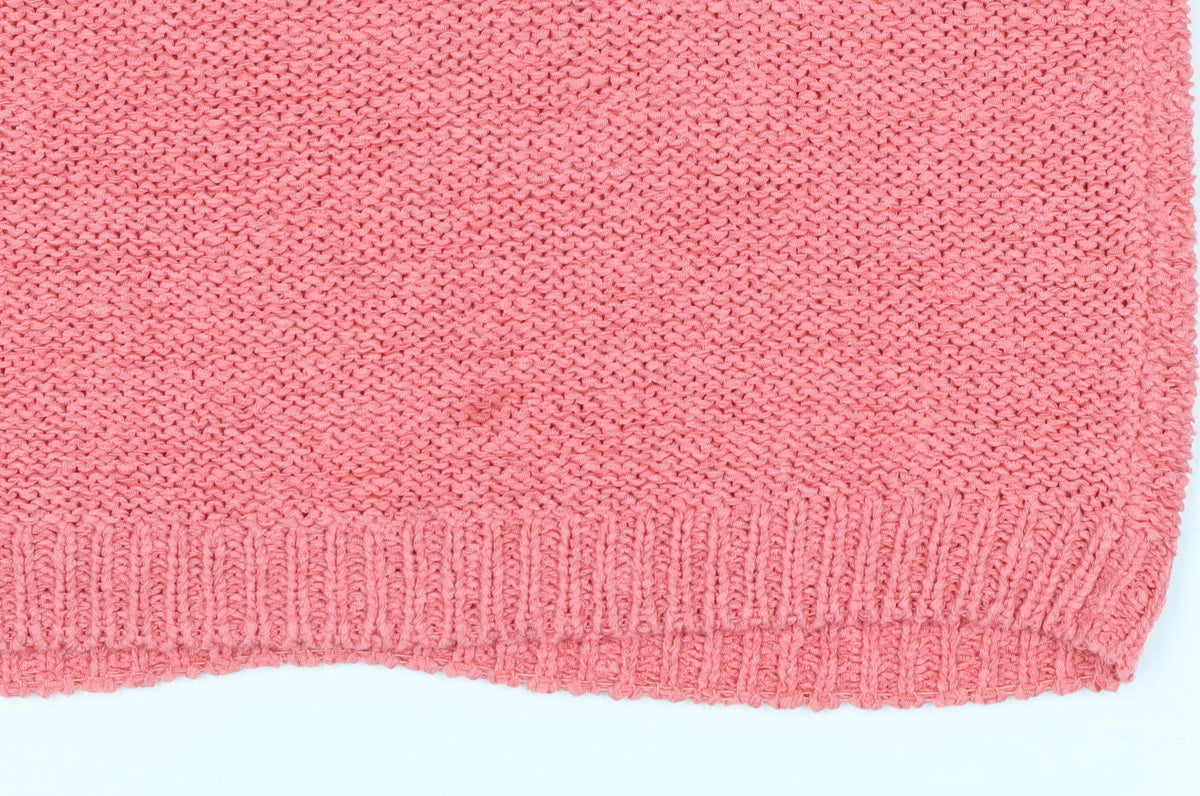 Kale Women's Pink Size 18 Cable-Knit Round Neck Long Sleeve Pullover