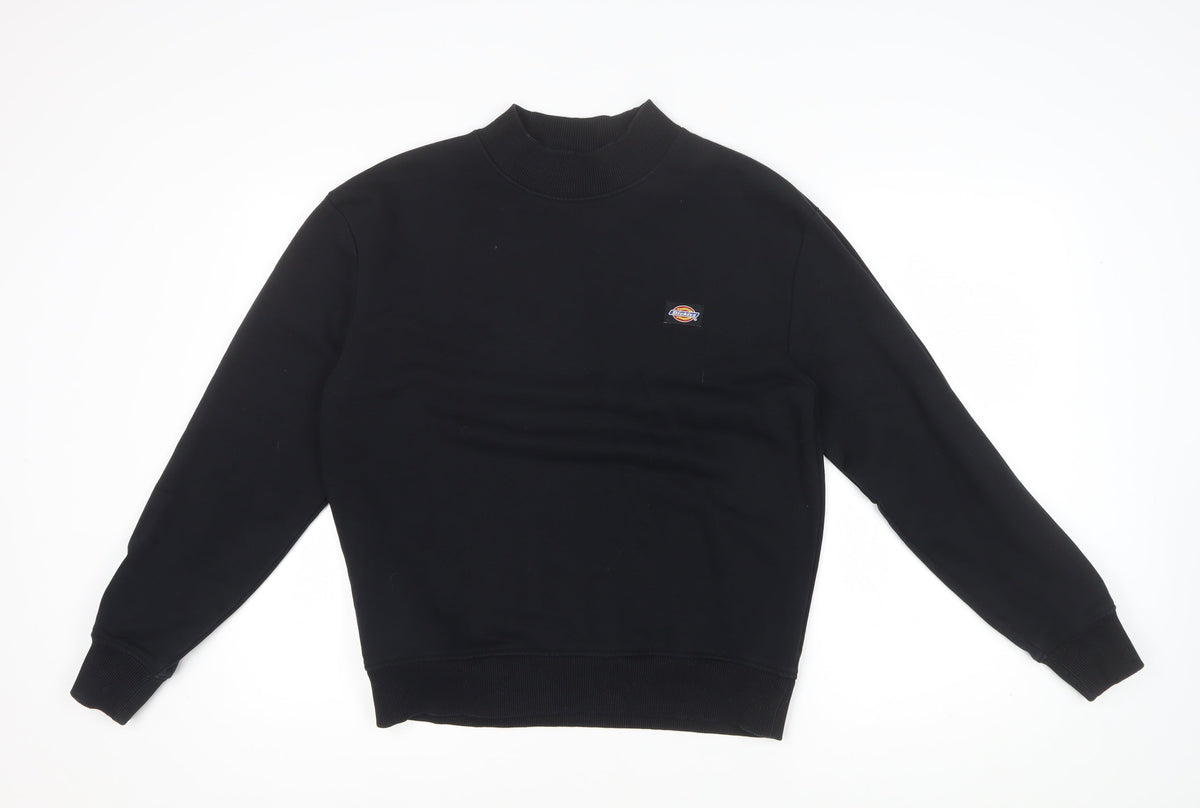 Dickies Men’s Black Small Mock Neck Logo Pullover Sweatshirt
