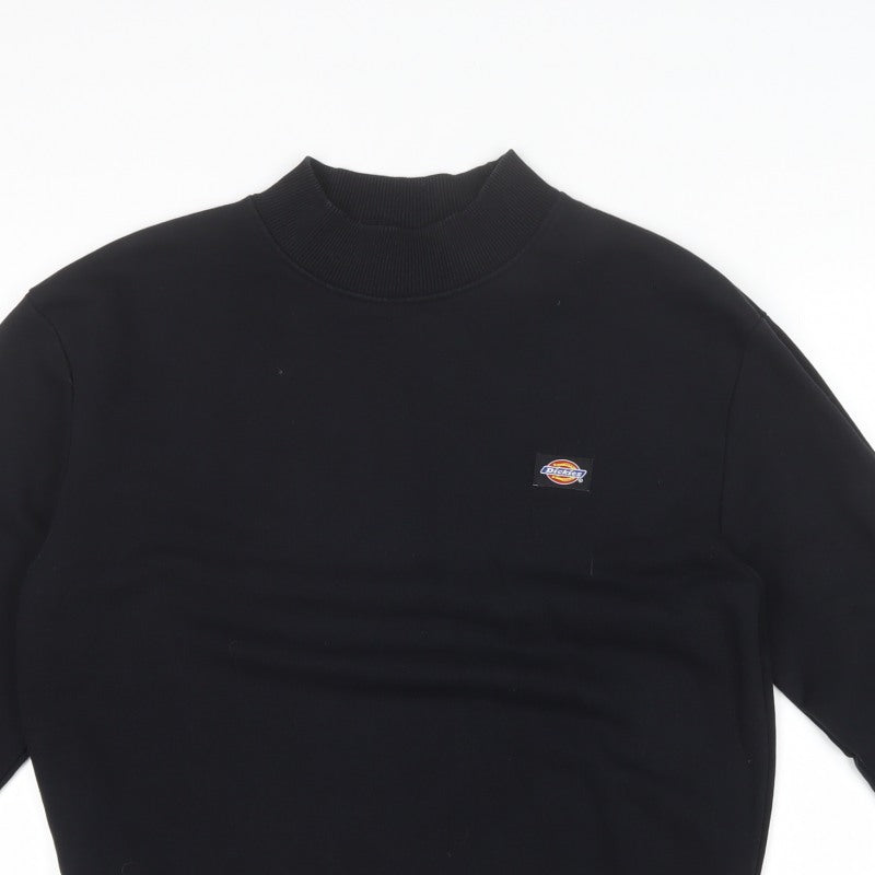 Dickies Men’s Black Small Mock Neck Logo Pullover Sweatshirt