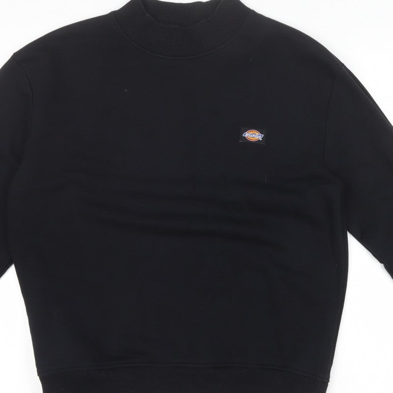 Dickies Men’s Black Small Mock Neck Logo Pullover Sweatshirt