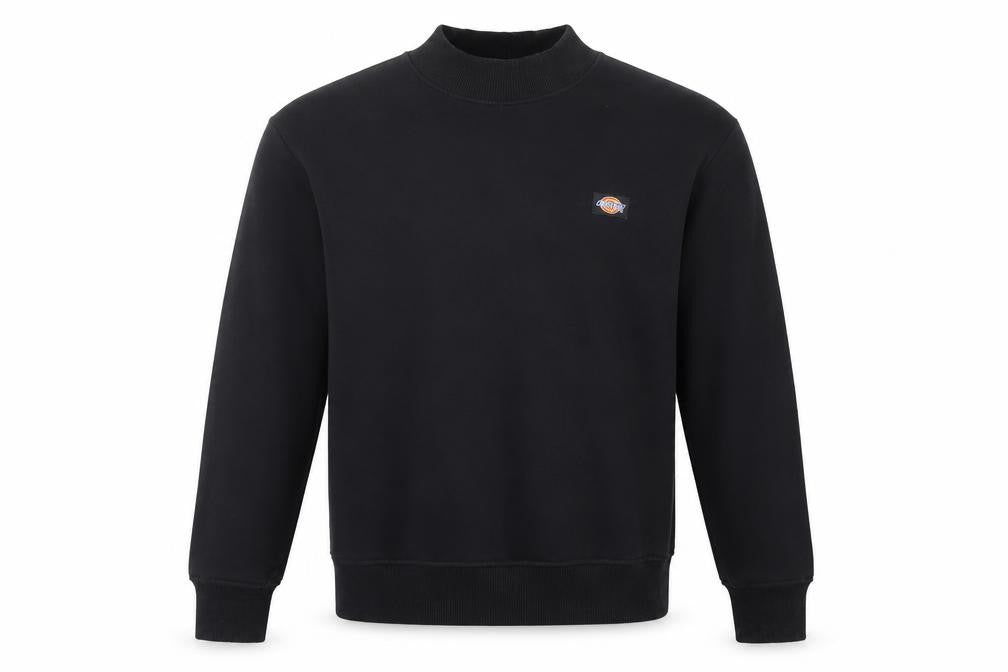 Dickies Men’s Black Small Mock Neck Logo Pullover Sweatshirt