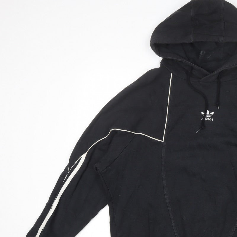 Adidas Men’s Black S Pullover Hoodie Trefoil 3 Stripe Cotton
