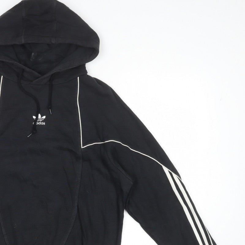 Adidas Men’s Black S Pullover Hoodie Trefoil 3 Stripe Cotton