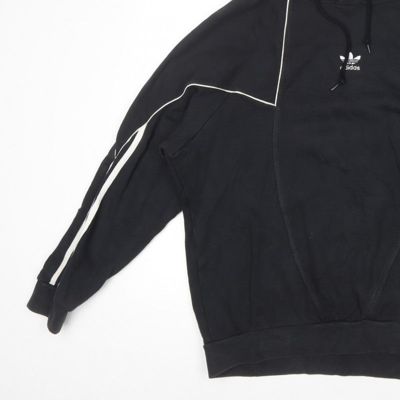 Adidas Men’s Black S Pullover Hoodie Trefoil 3 Stripe Cotton
