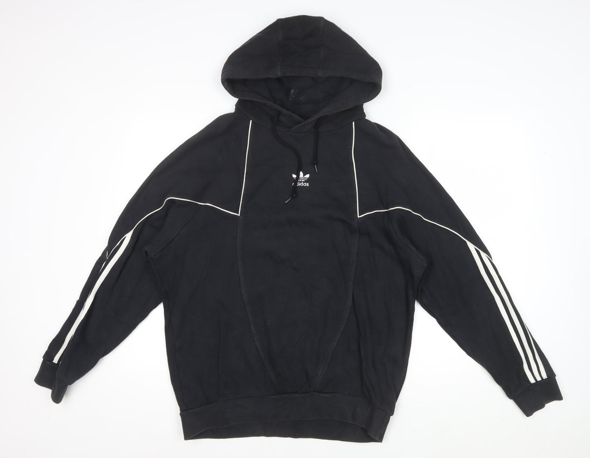 Adidas Men’s Black S Pullover Hoodie Trefoil 3 Stripe Cotton