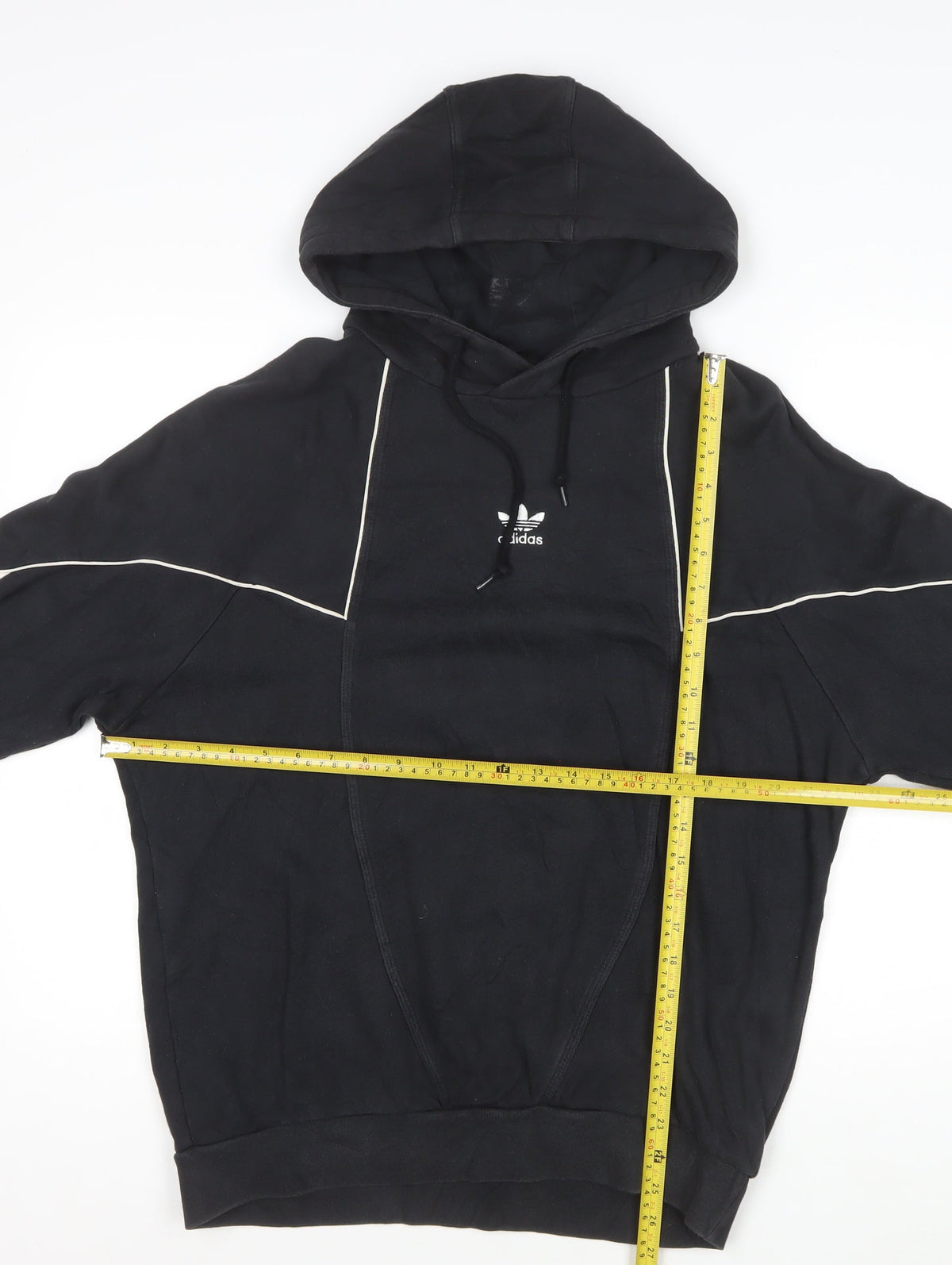 Adidas Men’s Black S Pullover Hoodie Trefoil 3 Stripe Cotton