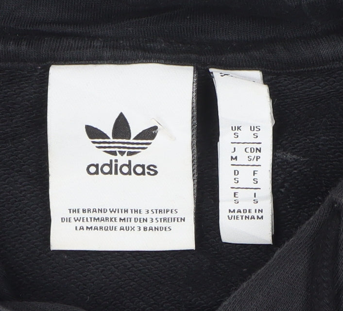 Adidas Men’s Black S Pullover Hoodie Trefoil 3 Stripe Cotton