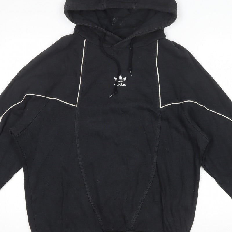 Adidas Men’s Black S Pullover Hoodie Trefoil 3 Stripe Cotton