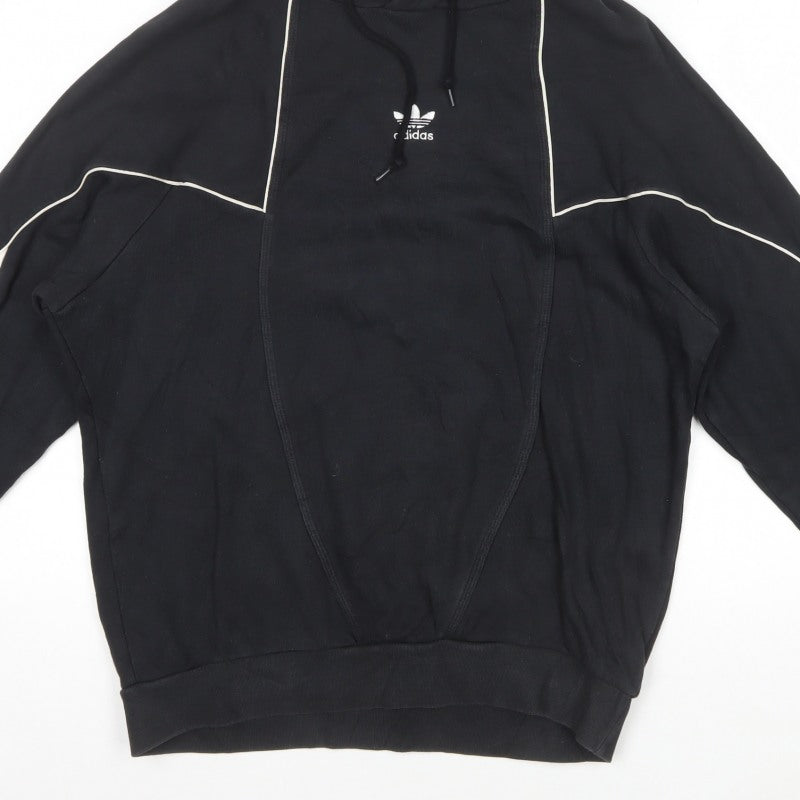 Adidas Men’s Black S Pullover Hoodie Trefoil 3 Stripe Cotton