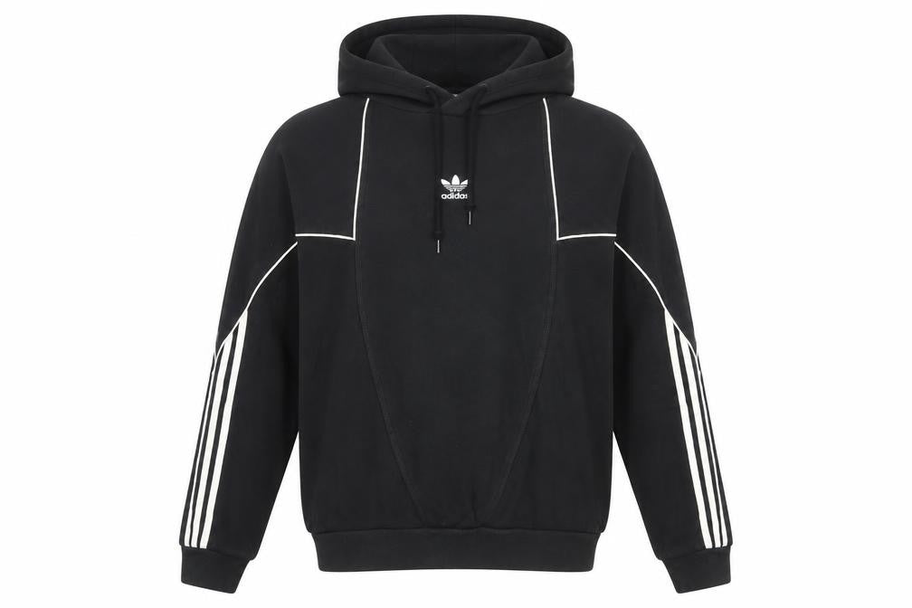 Adidas Men’s Black S Pullover Hoodie Trefoil 3 Stripe Cotton