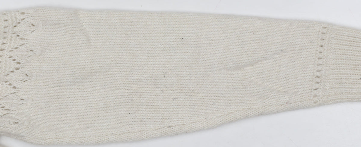 Levi's Women Ivory XS Ruffle Open Knit Crew Neck Jumper