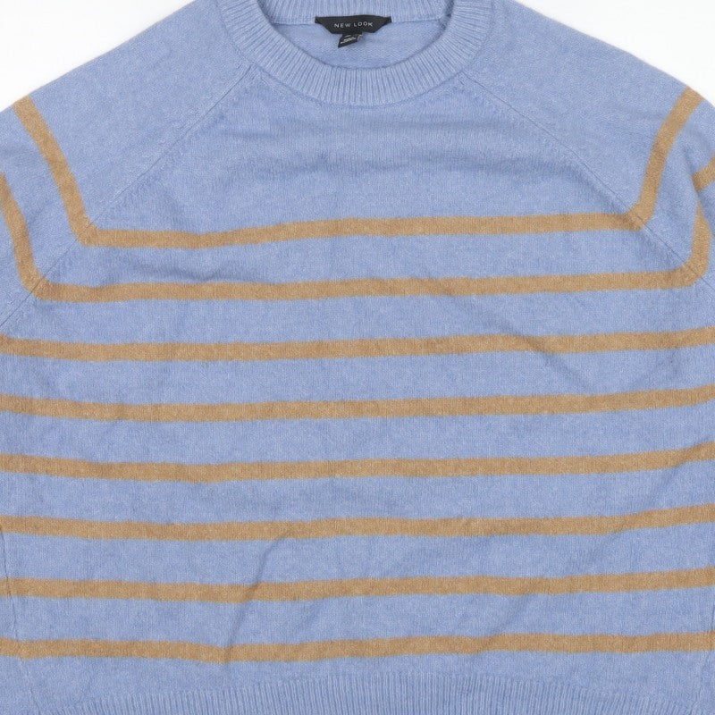 New Look Women’s Blue Brown Stripe Crew Neck Jumper Size M