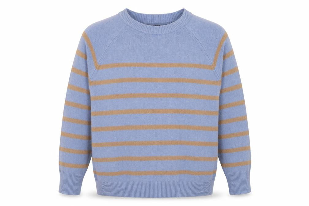 New Look Women’s Blue Brown Stripe Crew Neck Jumper Size M