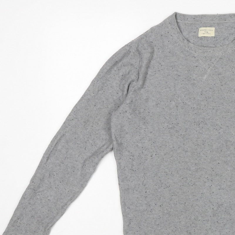 Selected Homme Men Grey S Crew Neck Lightweight Knit Jumper