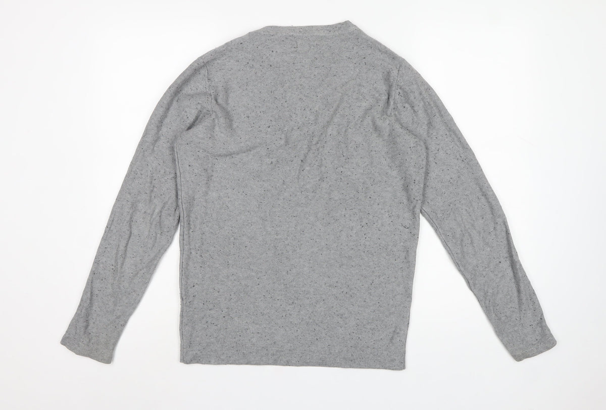 Selected Homme Men Grey S Crew Neck Lightweight Knit Jumper
