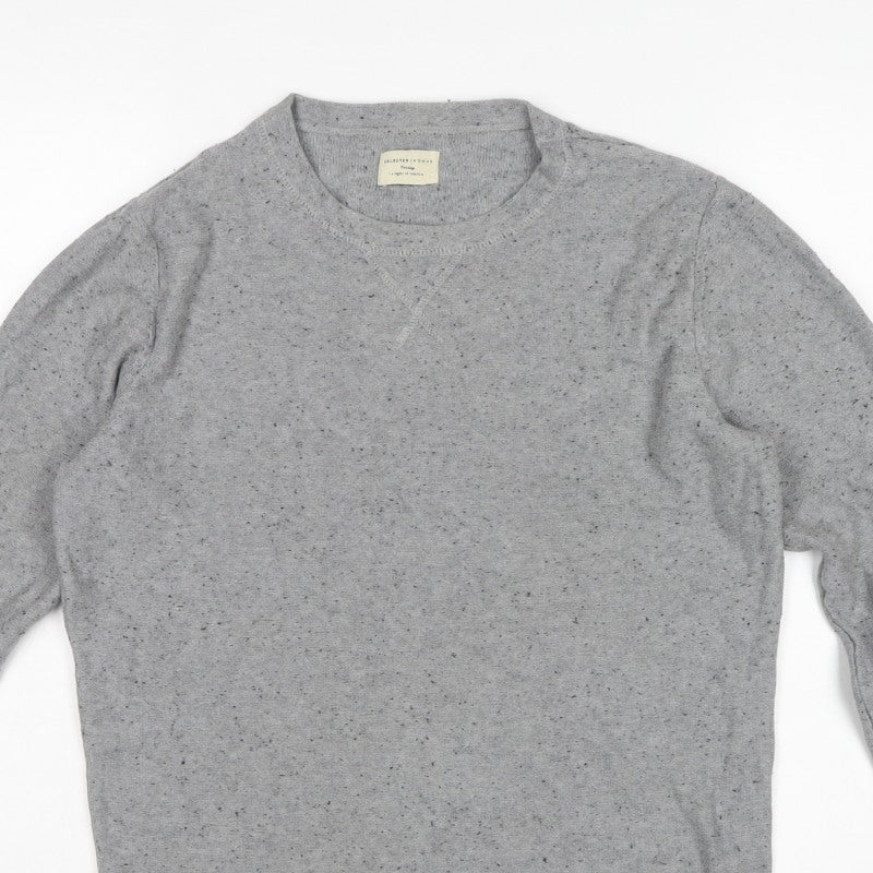 Selected Homme Men Grey S Crew Neck Lightweight Knit Jumper