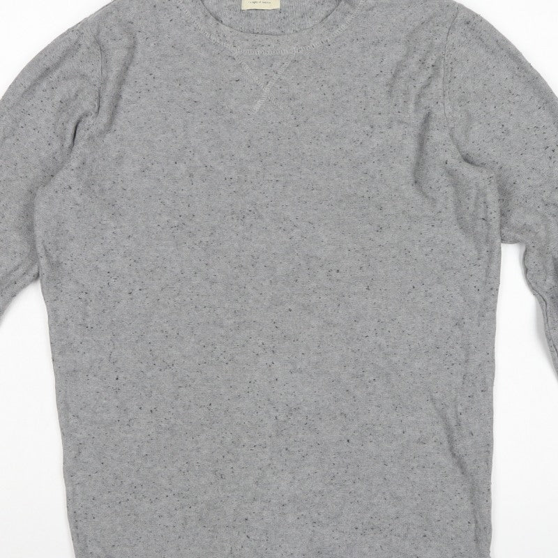 Selected Homme Men Grey S Crew Neck Lightweight Knit Jumper