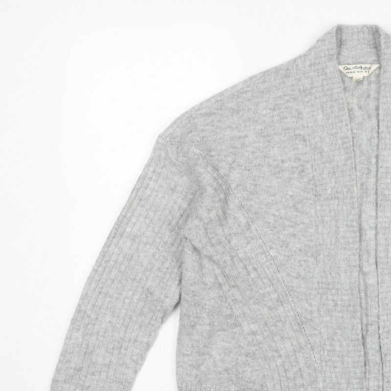 Miss Selfridge Women Grey S Open Knit Raglan Cardigan Acrylic Blend