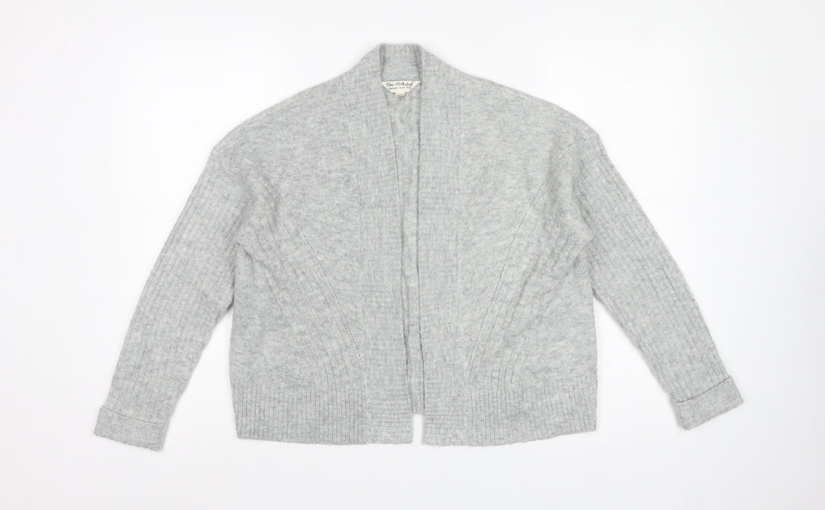 Miss Selfridge Women Grey S Open Knit Raglan Cardigan Acrylic Blend
