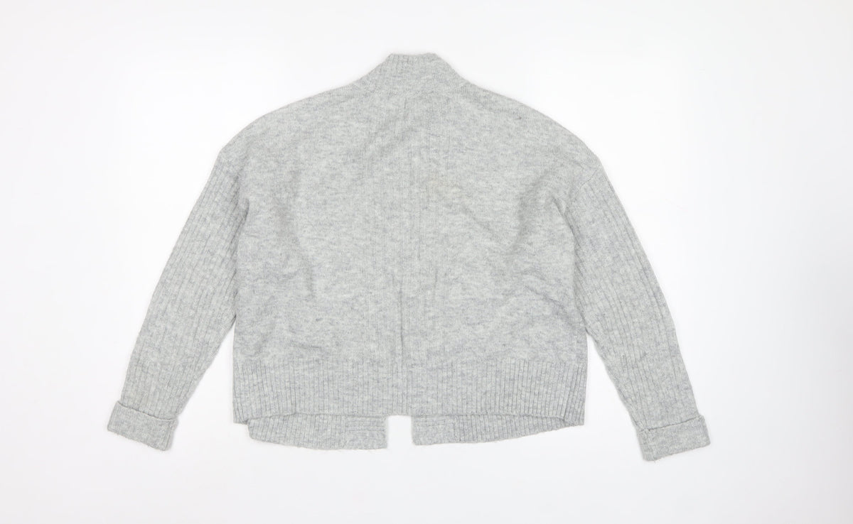 Miss Selfridge Women Grey S Open Knit Raglan Cardigan Acrylic Blend