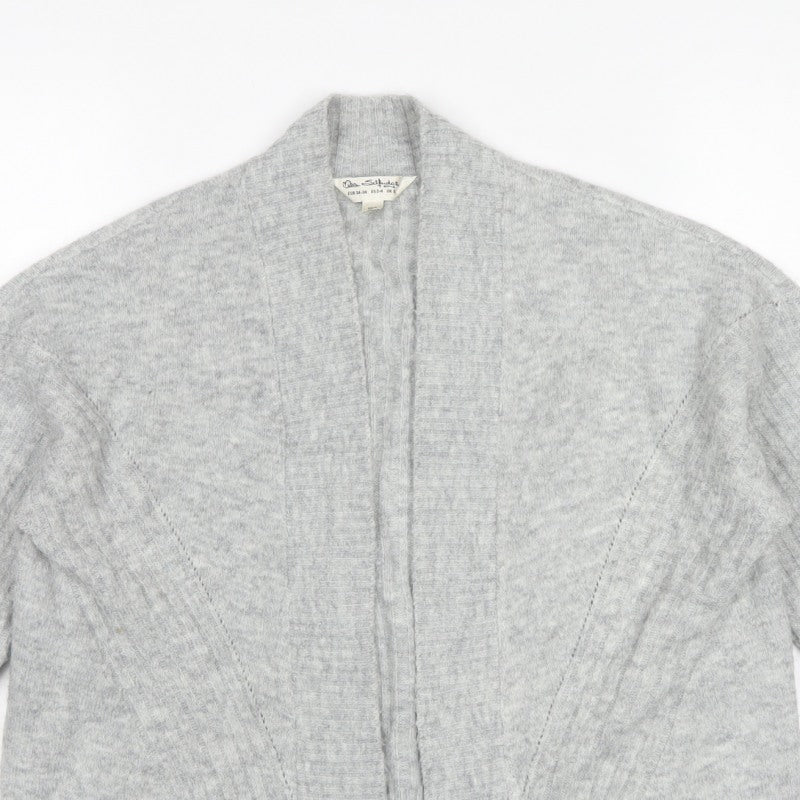 Miss Selfridge Women Grey S Open Knit Raglan Cardigan Acrylic Blend
