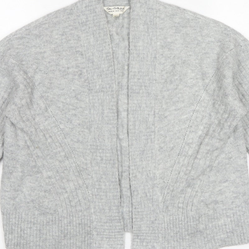Miss Selfridge Women Grey S Open Knit Raglan Cardigan Acrylic Blend