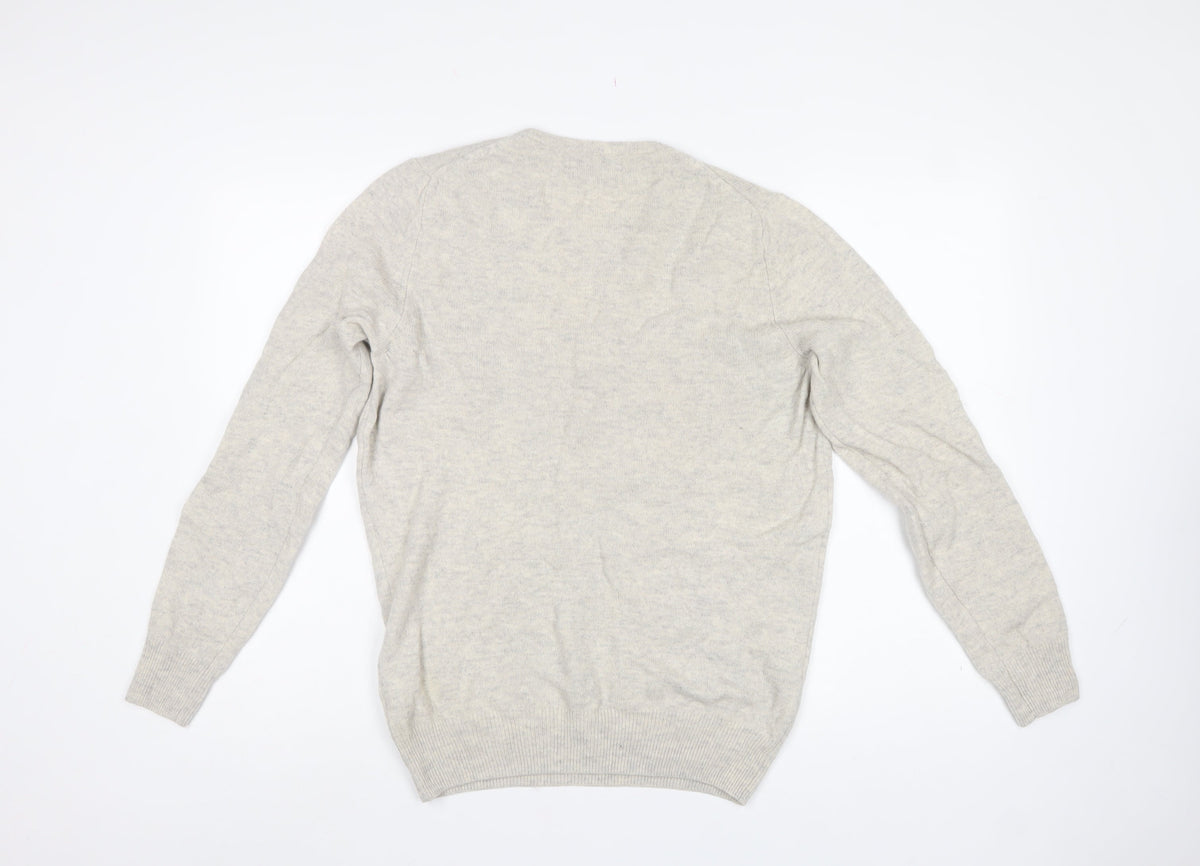 Marks and Spencer Men's Beige S Lambswool Crew Neck Pullover Jumper