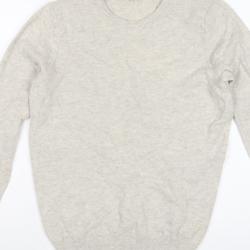 Marks and Spencer Men's Beige S Lambswool Crew Neck Pullover Jumper