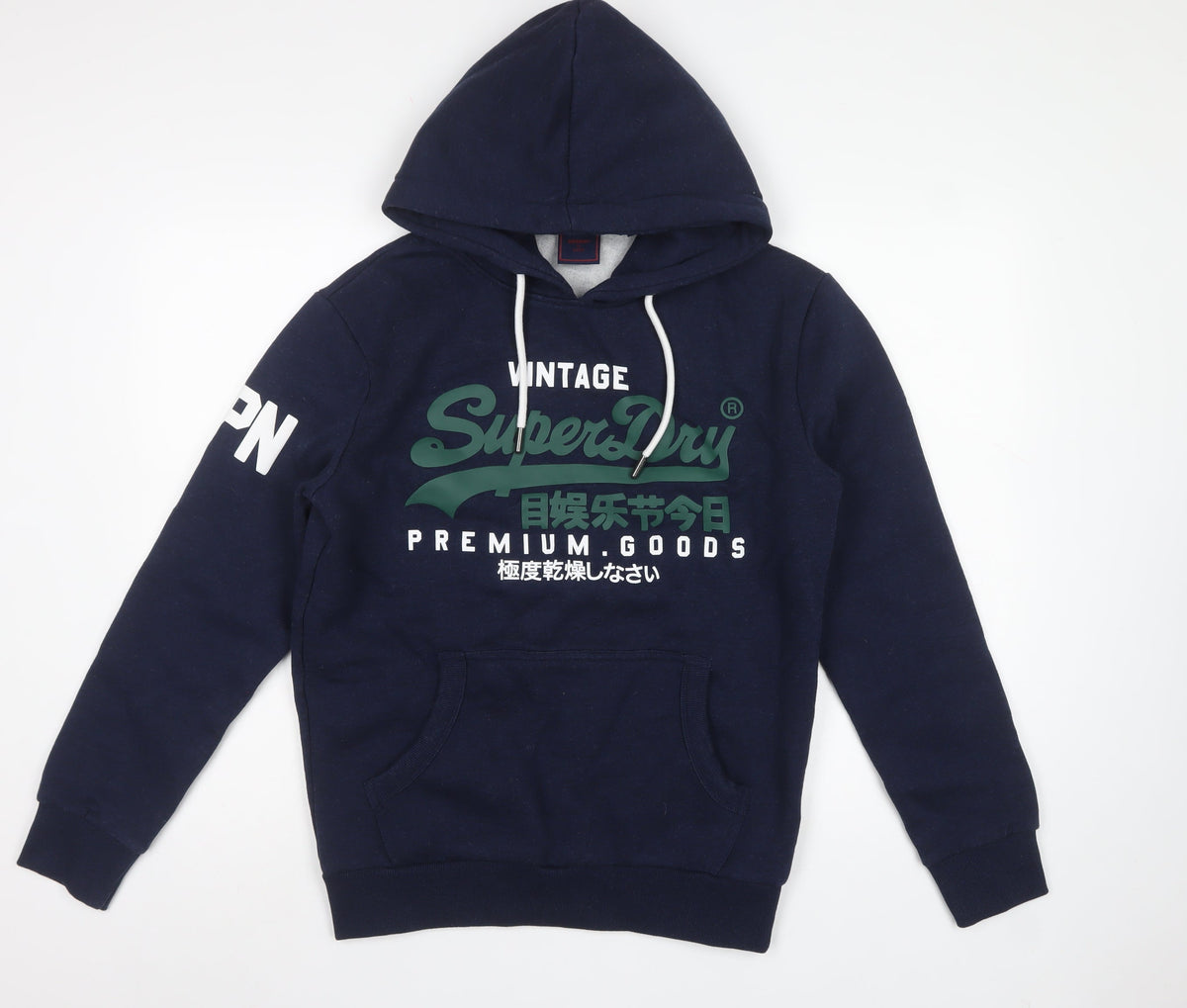 Superdry Men’s Navy M Pullover Hoodie Graphic Print Kangaroo Pocket