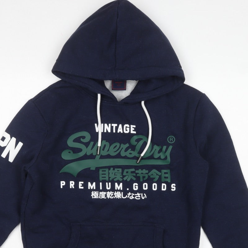 Superdry Men’s Navy M Pullover Hoodie Graphic Print Kangaroo Pocket