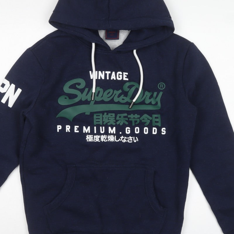 Superdry Men’s Navy M Pullover Hoodie Graphic Print Kangaroo Pocket