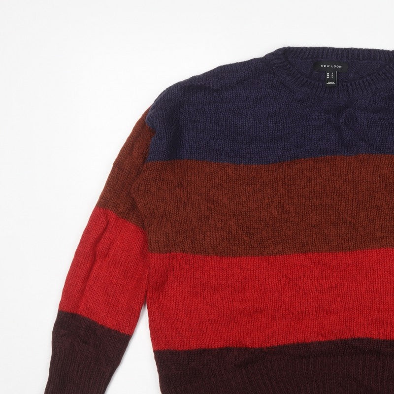 New Look Women’s Multicoloured Stripe Chunky Knit Pullover Jumper L