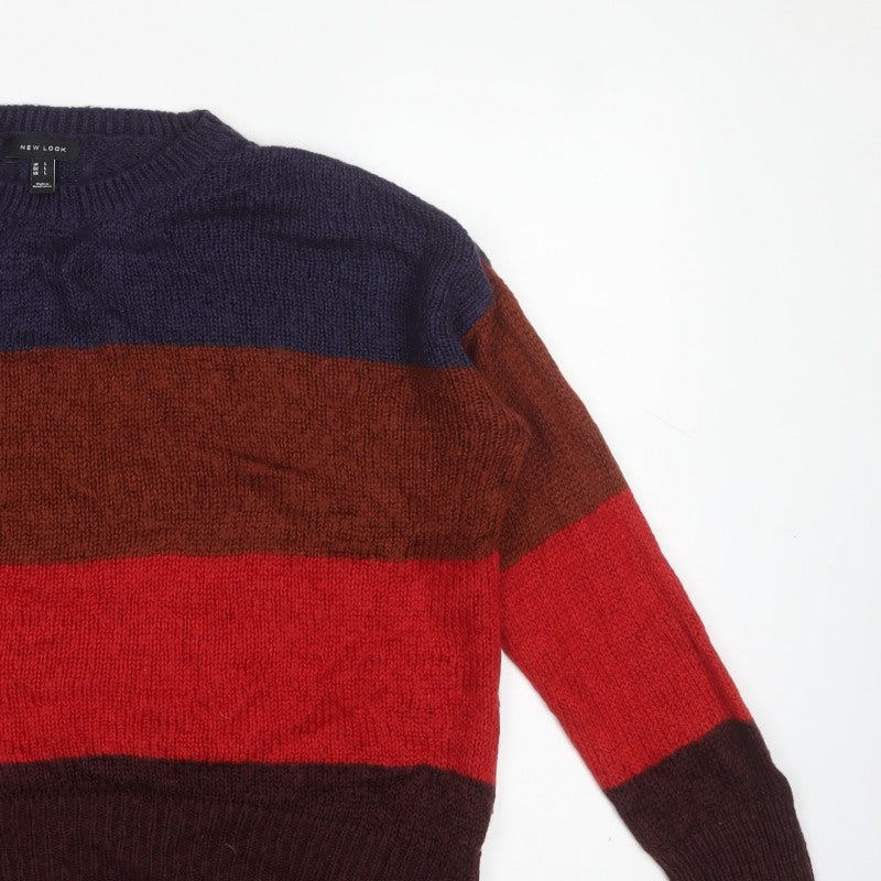 New Look Women’s Multicoloured Stripe Chunky Knit Pullover Jumper L