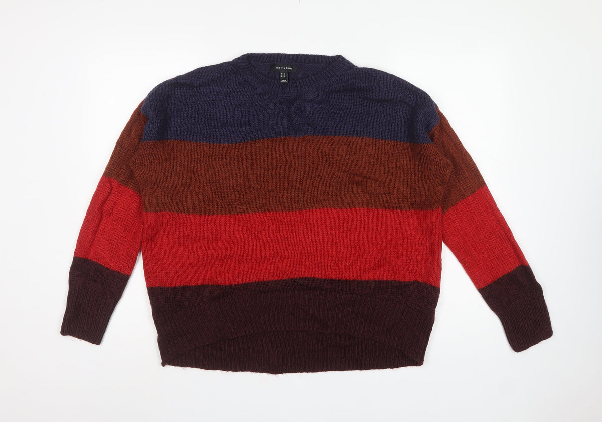 New Look Women’s Multicoloured Stripe Chunky Knit Pullover Jumper L