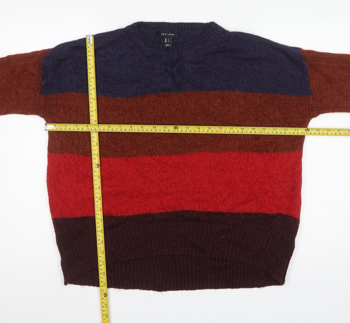 New Look Women’s Multicoloured Stripe Chunky Knit Pullover Jumper L