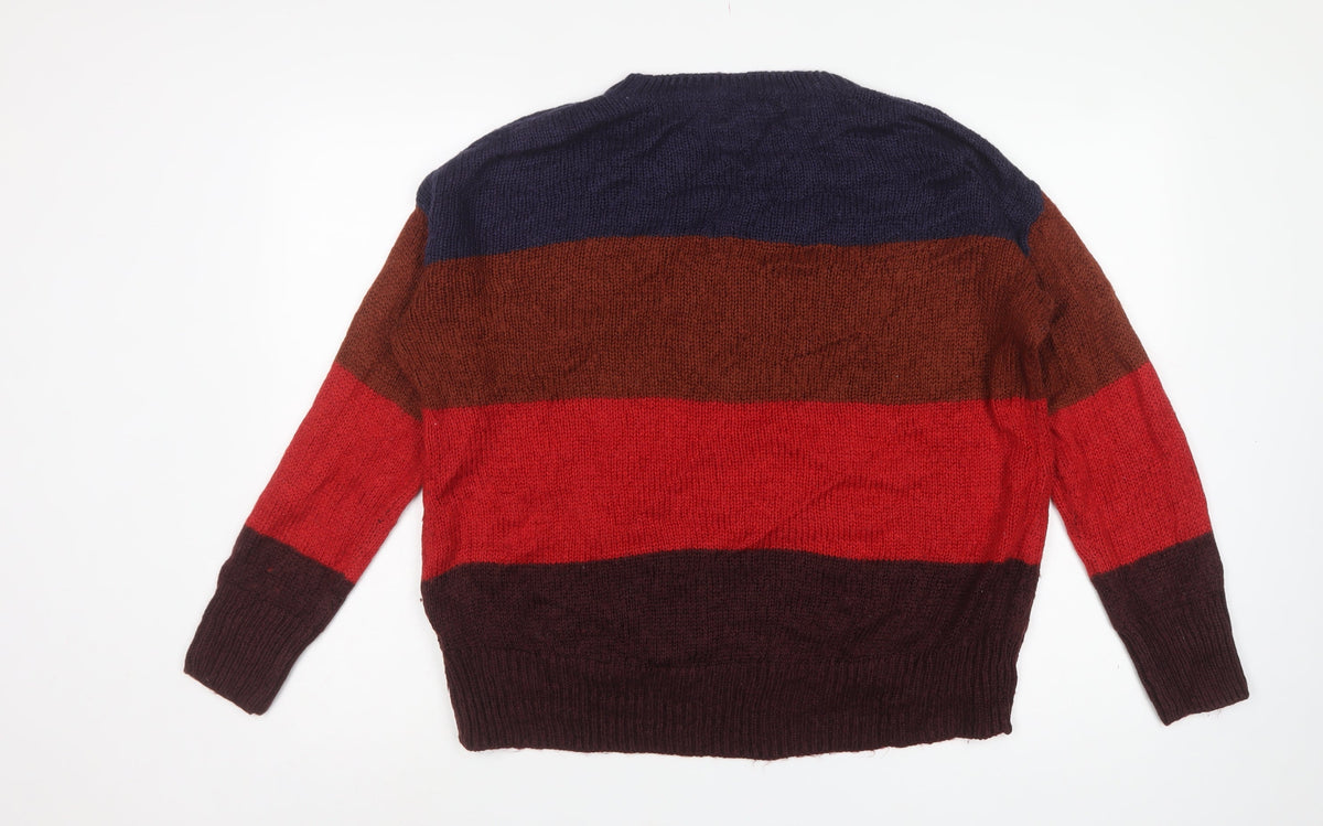 New Look Women’s Multicoloured Stripe Chunky Knit Pullover Jumper L
