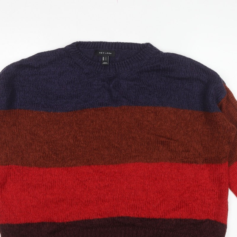 New Look Women’s Multicoloured Stripe Chunky Knit Pullover Jumper L