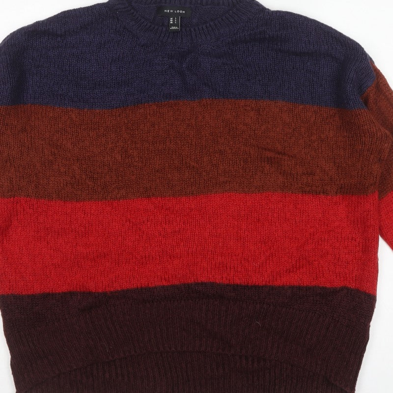 New Look Women’s Multicoloured Stripe Chunky Knit Pullover Jumper L