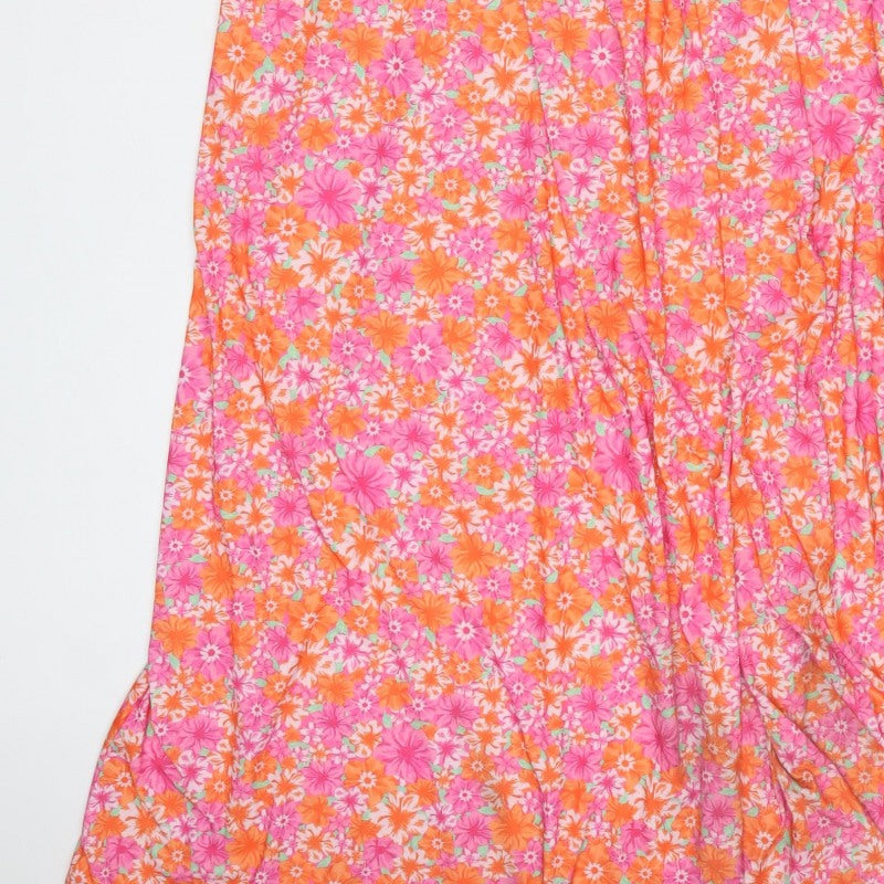Yours Women Pink Floral Maxi Dress UK 20 Puff Sleeve