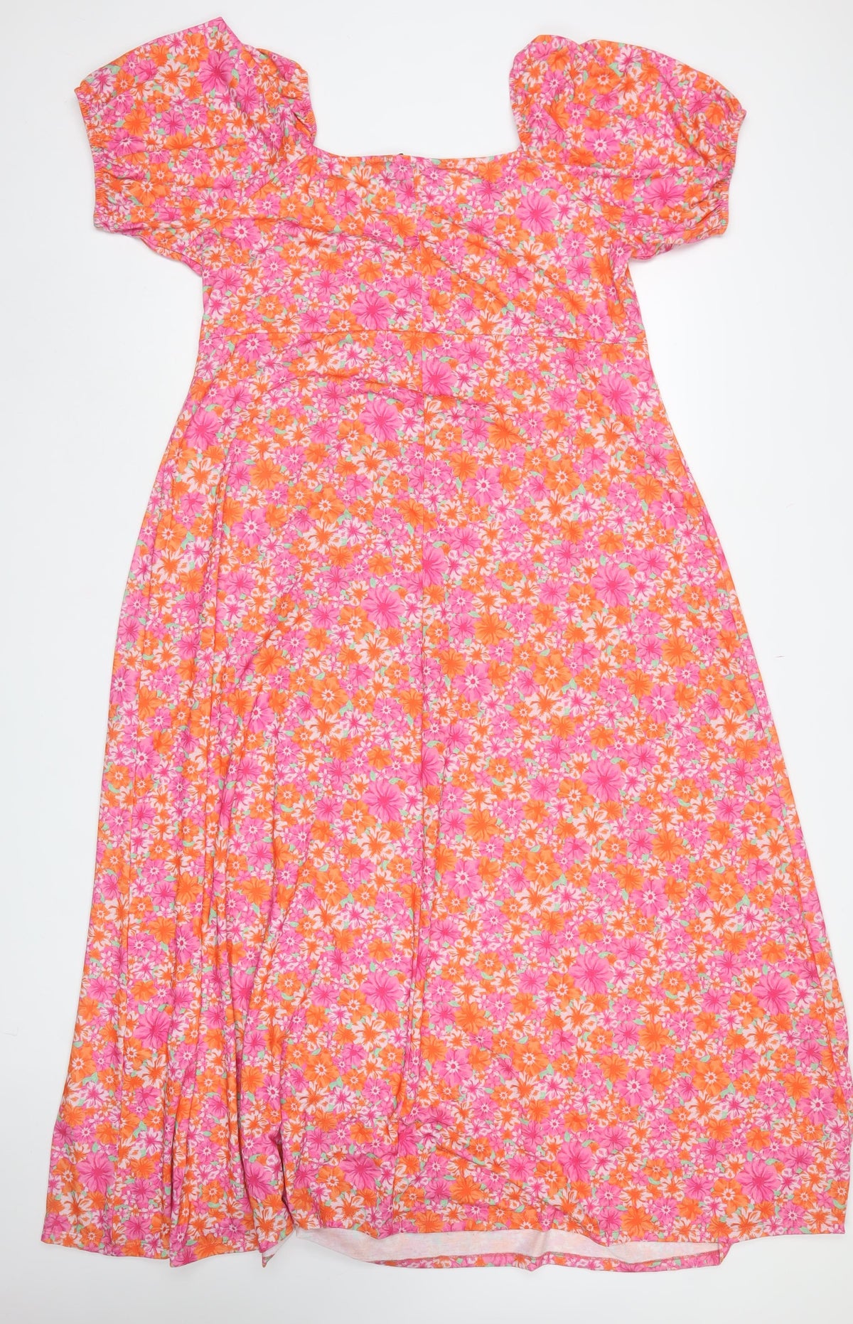 Yours Women Pink Floral Maxi Dress UK 20 Puff Sleeve