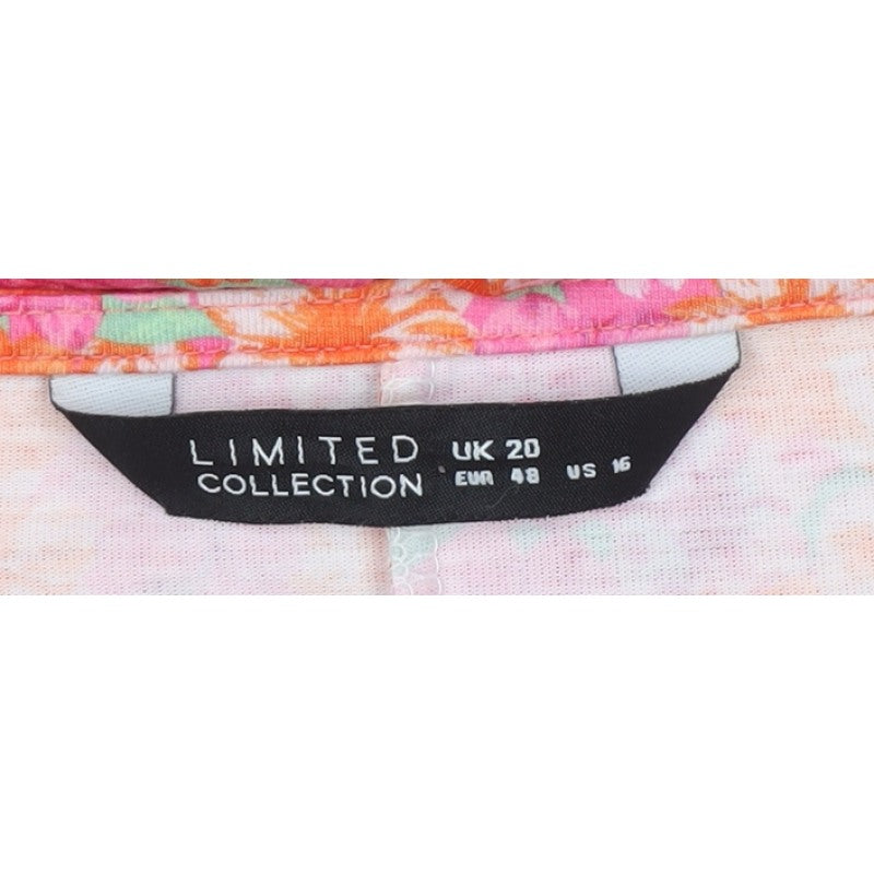 Yours Women Pink Floral Maxi Dress UK 20 Puff Sleeve