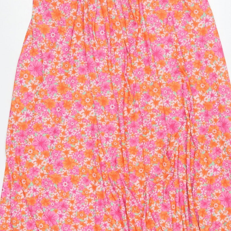 Yours Women Pink Floral Maxi Dress UK 20 Puff Sleeve