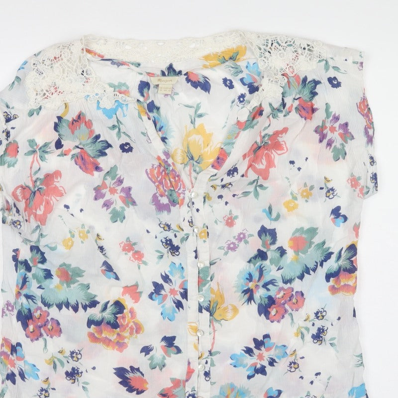 Monsoon Women’s Multicoloured Floral Lace Cotton Tunic Blouse UK 16