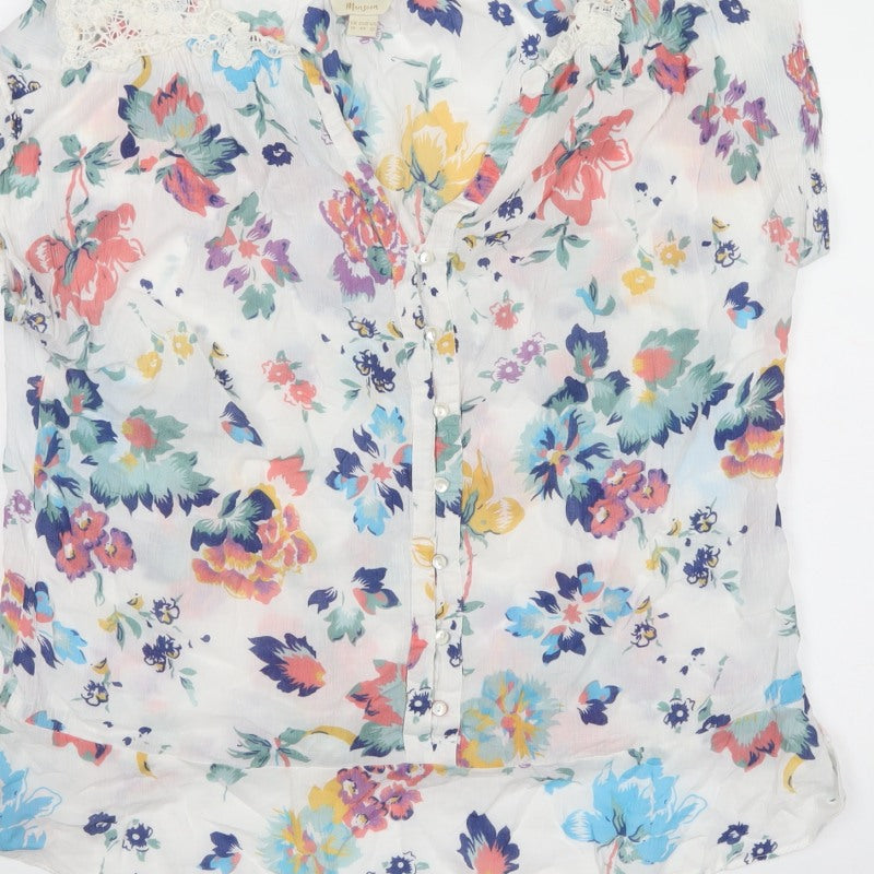 Monsoon Women’s Multicoloured Floral Lace Cotton Tunic Blouse UK 16