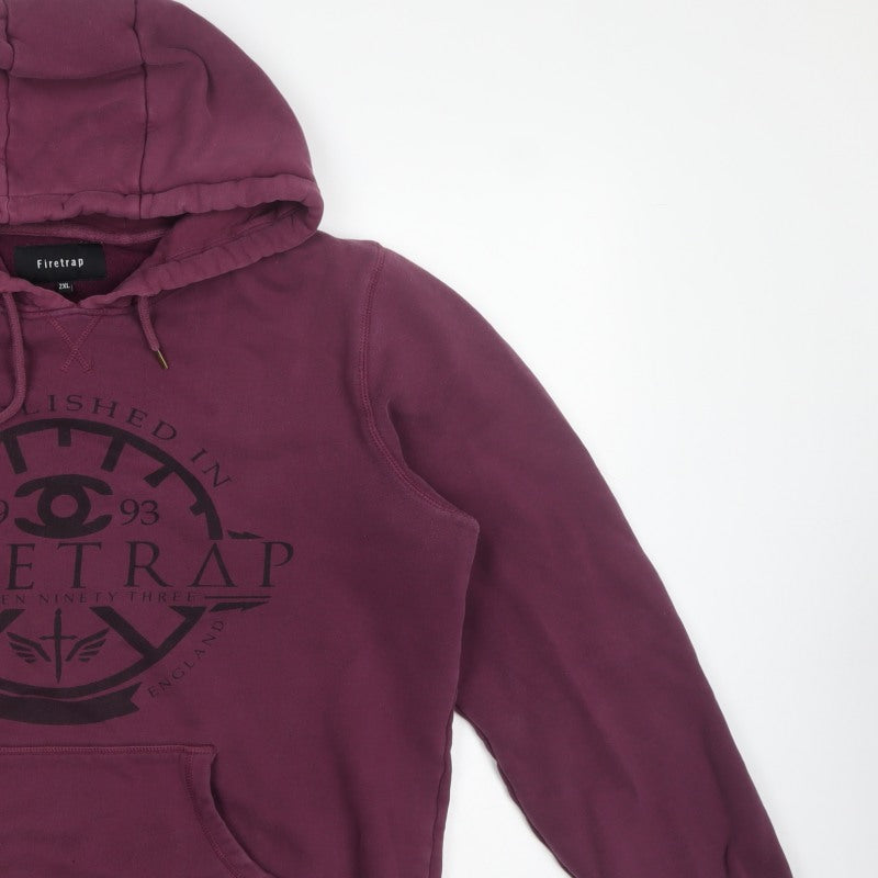 Firetrap Men's Purple 2XL Pullover Hoodie Graphic Logo Fleece