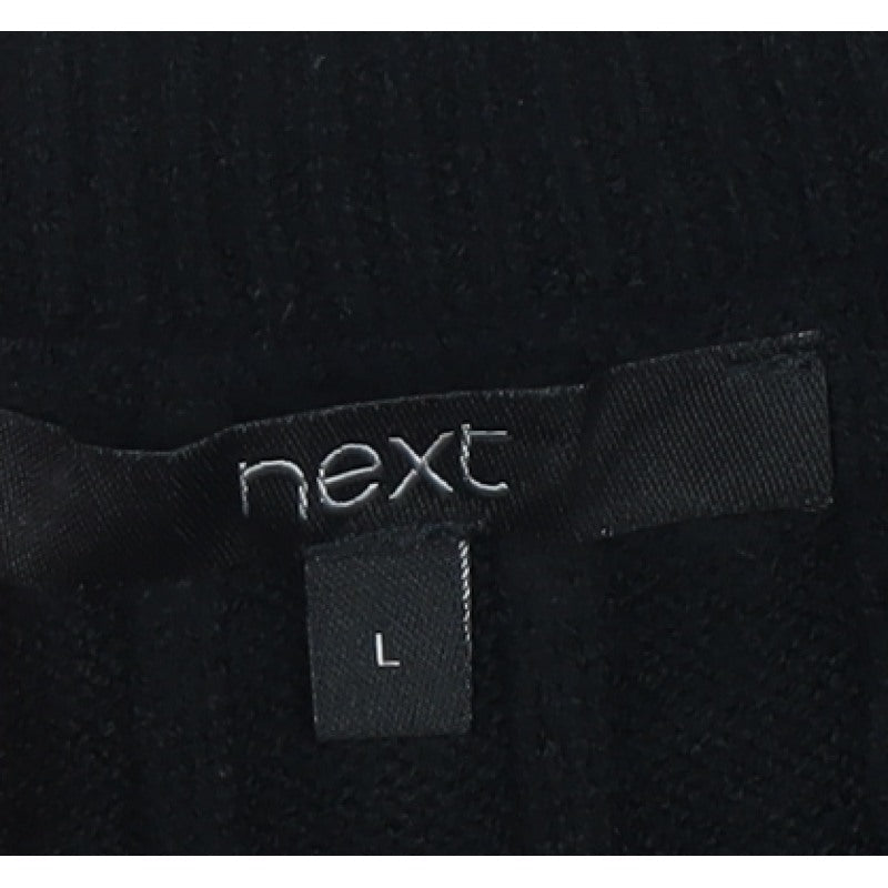 Next Women Black Ribbed V-Neck Balloon Sleeve Jumper Size 16